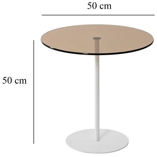 Măsuță laterală CHILL 50x50 cm alb/bronz