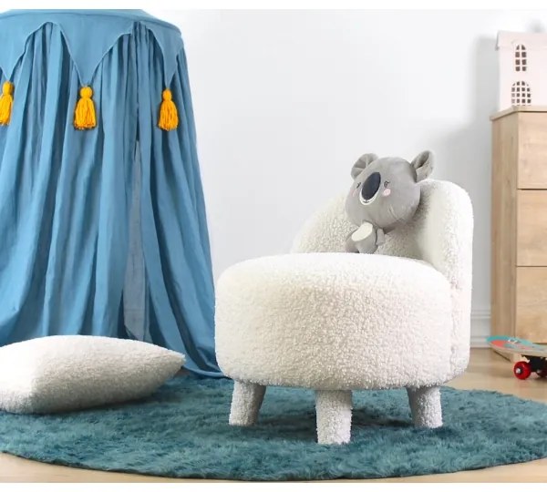 Fotoliu pentru copii PIXI, Ø 46 cm, alb