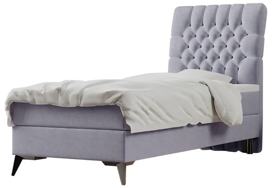 Pat boxspring, pat de o persoană, gri, 90x200, dreapta, BARY