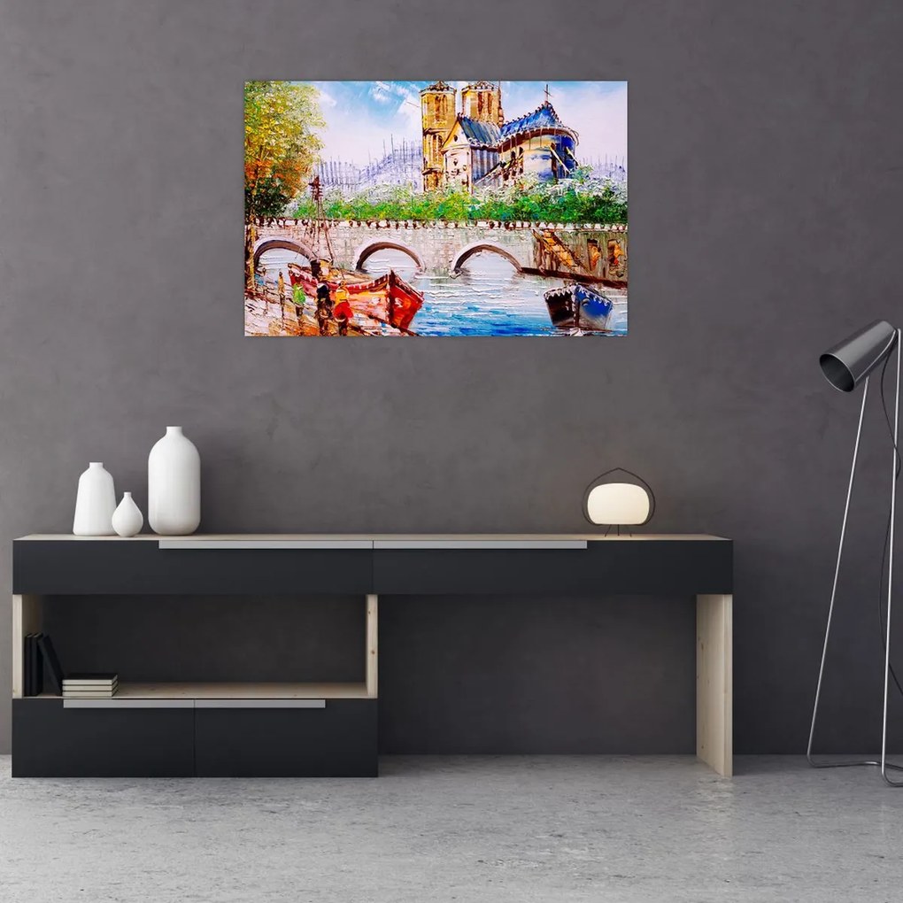 Tablou - Pictură în ulei a orașului (90x60 cm)