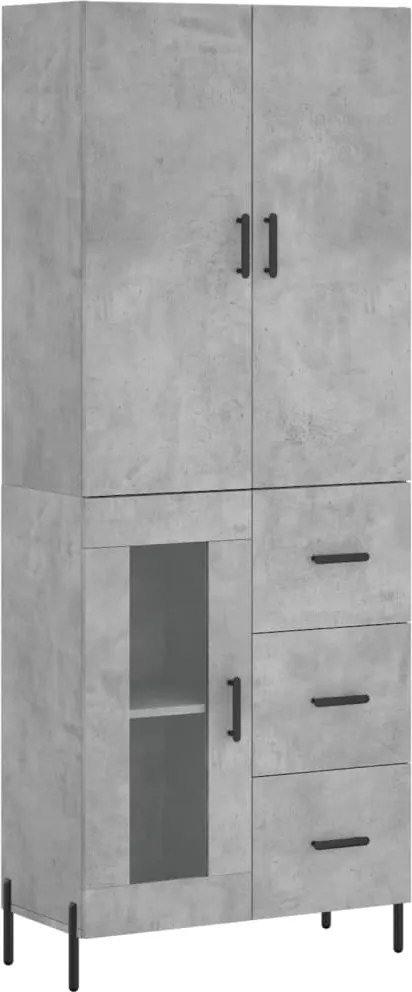 vidaXL Dulap înalt, gri beton, 69,5x34x180, lemn compozit