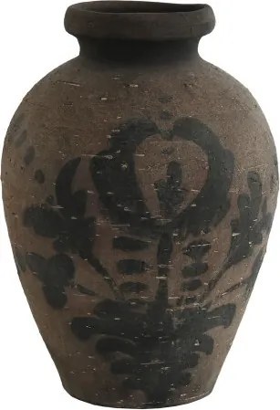 Vază decorativă, stil rustic vintage, culoare maro antichizat, din teracotă, „Terracotta”