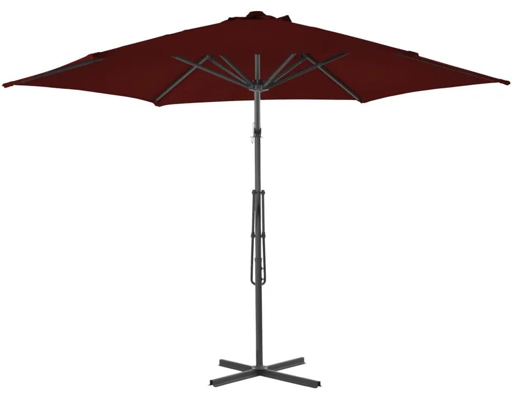 Umbrela de exterior cu stalp din otel, bordo, 300x230 cm Rosu
