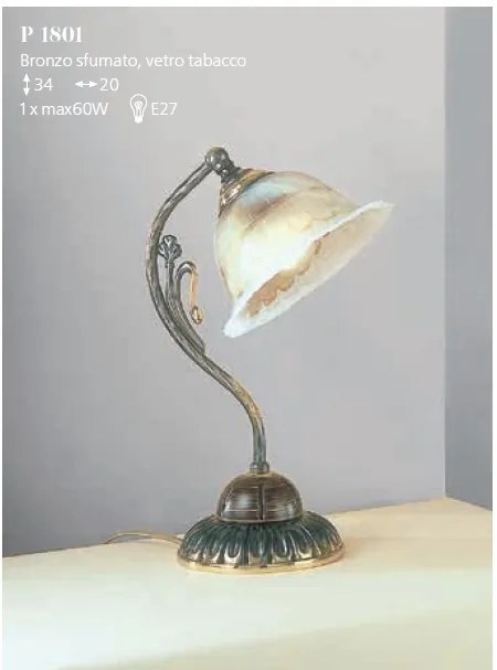 Lampa de masa rustica design italian din alama cu lemn 1801