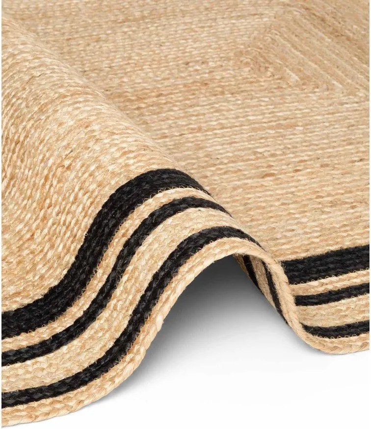 Covor tip traversă negru/în culoare naturală reversibil/țesut manual din iută 70x200 cm Jutta – Hanse Home