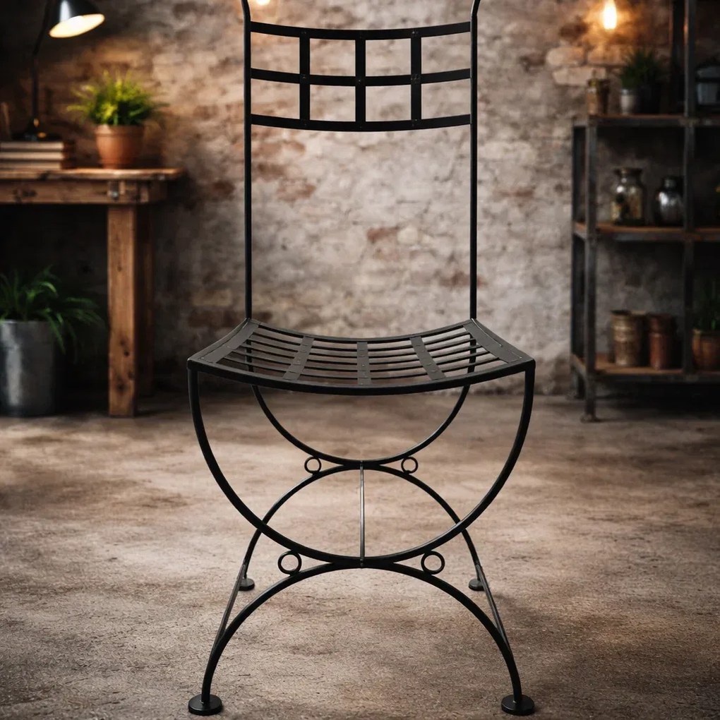 Scaun de Gradina din Fier Forjat, Negru, Vopsit Electrostatic - Arcadia