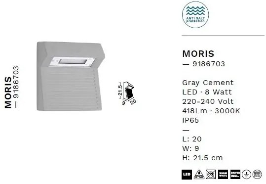 Spot LED aplicat iluminat scari exterior din beton IP65 MORIS