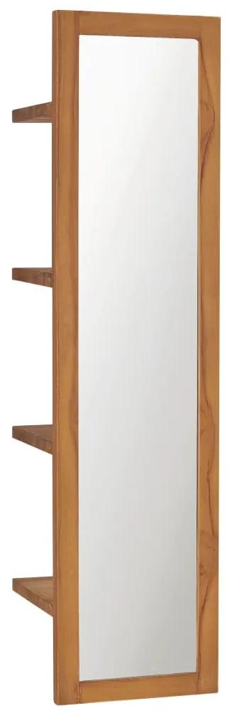 Oglinda de perete cu rafturi, 30x30x120 cm, lemn masiv de tec