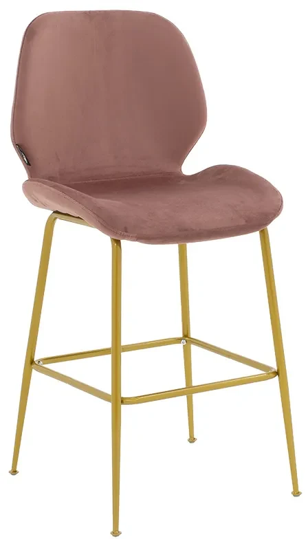 Scaun Bar Ippas Catifea Roz Picioare Aurii