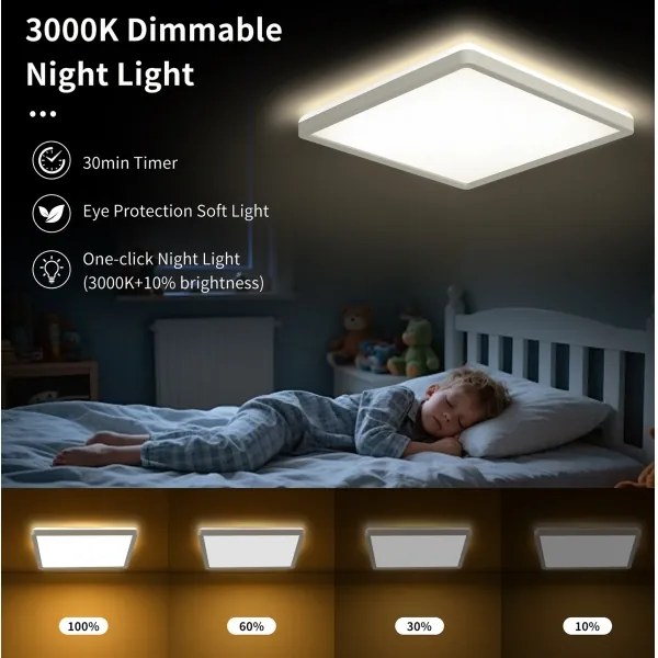 Brilagi - Plafonieră LED dimabilă ULTRA SLIM 18W 230V 30x30 cm, albă + telecomandă