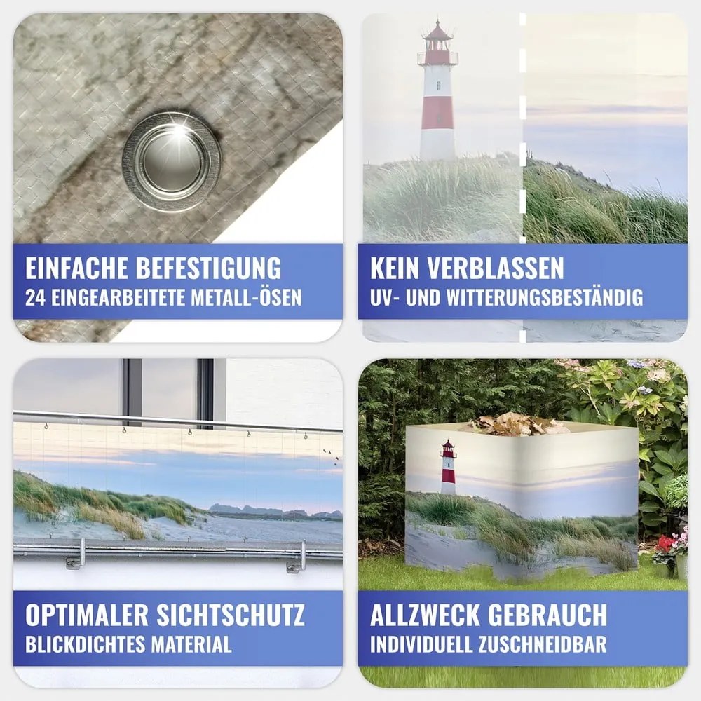 Paravan pentru balcon din plastic 500x85 cm North Sea Coast – Maximex