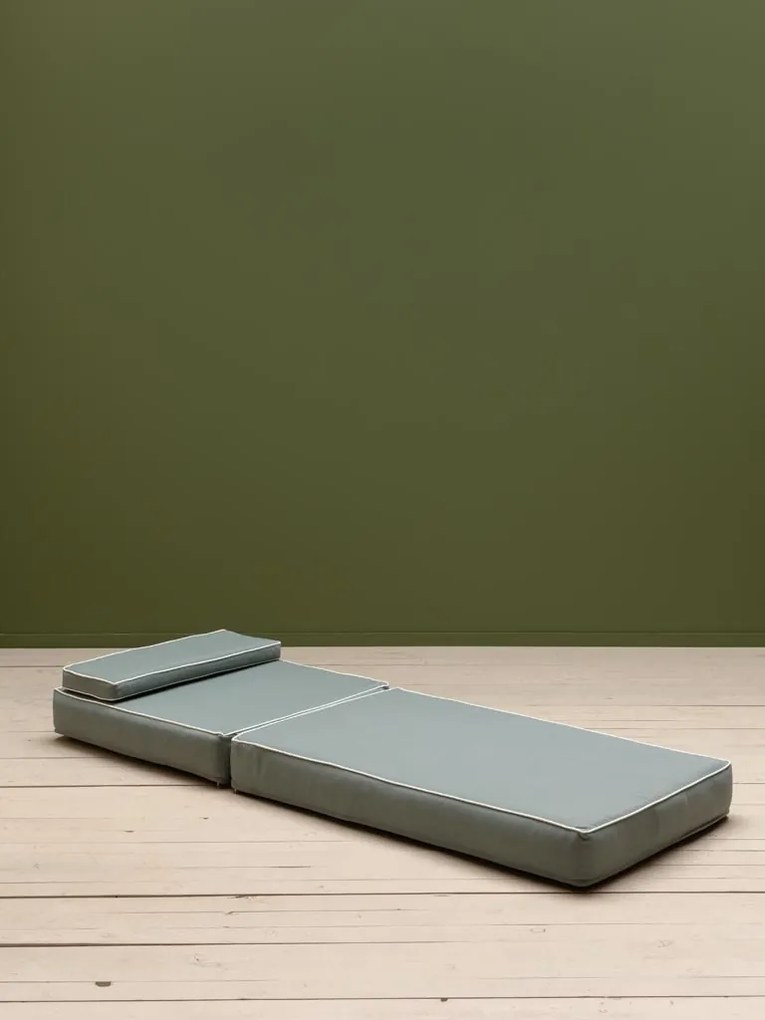 Set Sezlong din Lemn de Tec + Perna Verde "Kipara"