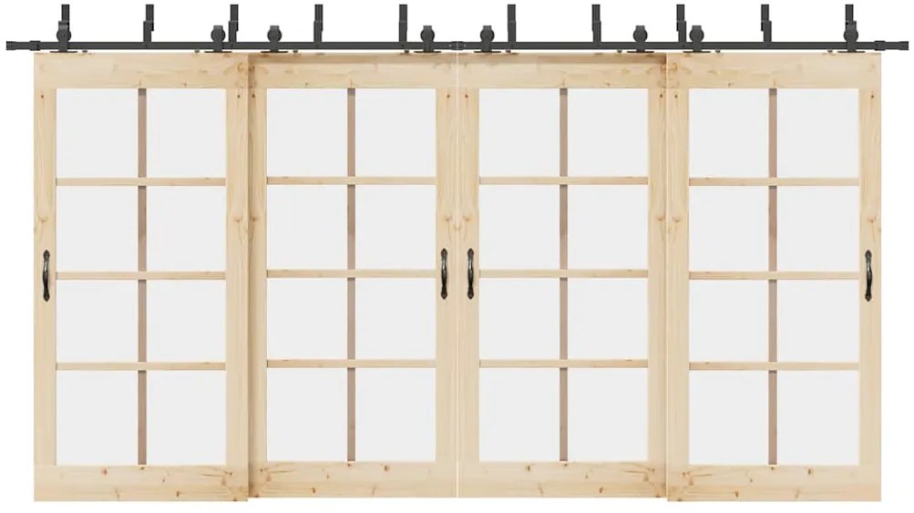vidaXL Set feronerie pentru uși glisante, negru, 427 cm, oțel