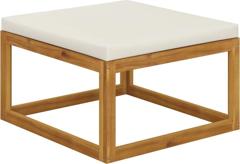 vidaXL Taburet de picioare, cu pernă alb crem, lemn masiv de acacia