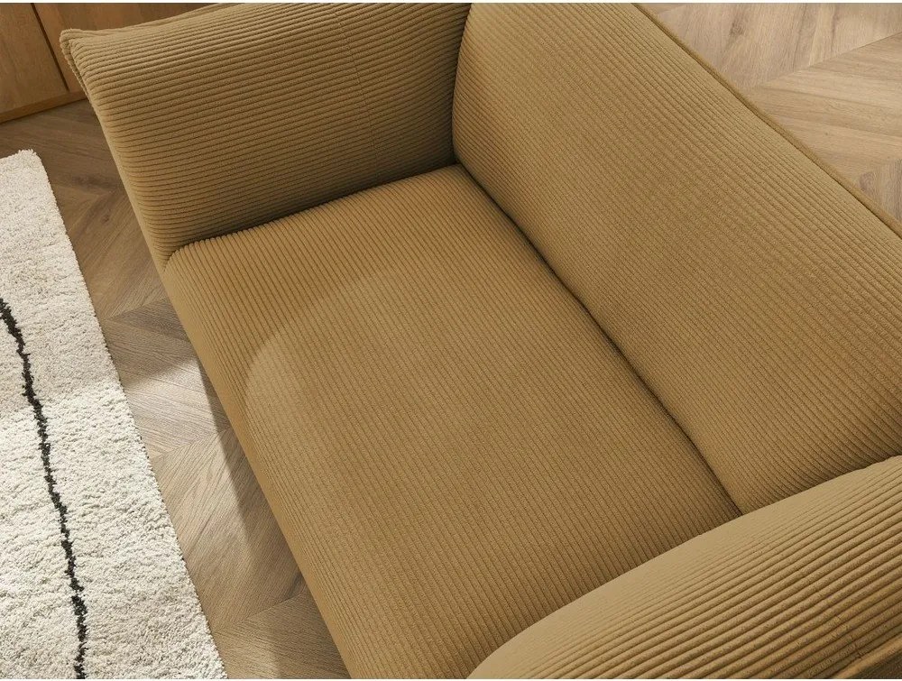 Canapea galben-muștar cu tapițerie din catifea reiată 170 cm Giorgia – Bobochic Paris