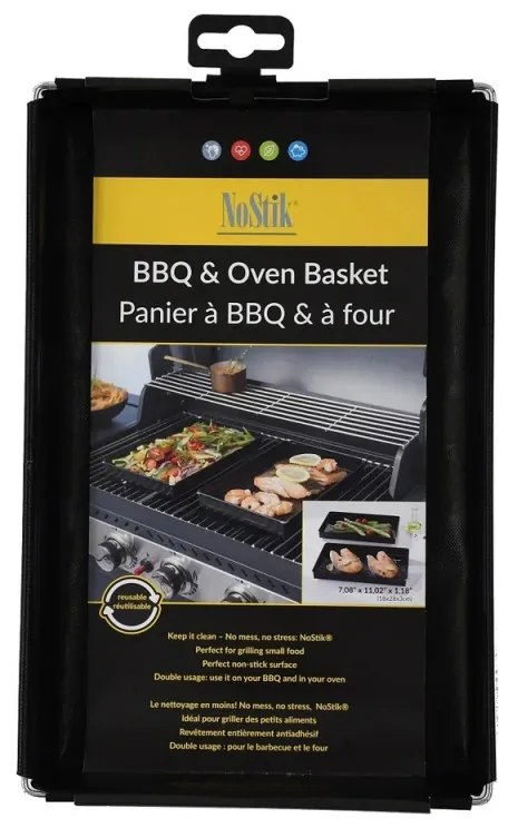 Tava pentru gratar/BBQ NoStik CCC 097, 18x31x3 cm, 1.5L, Reutilizabila, Acoperire antidiarenta, Negru