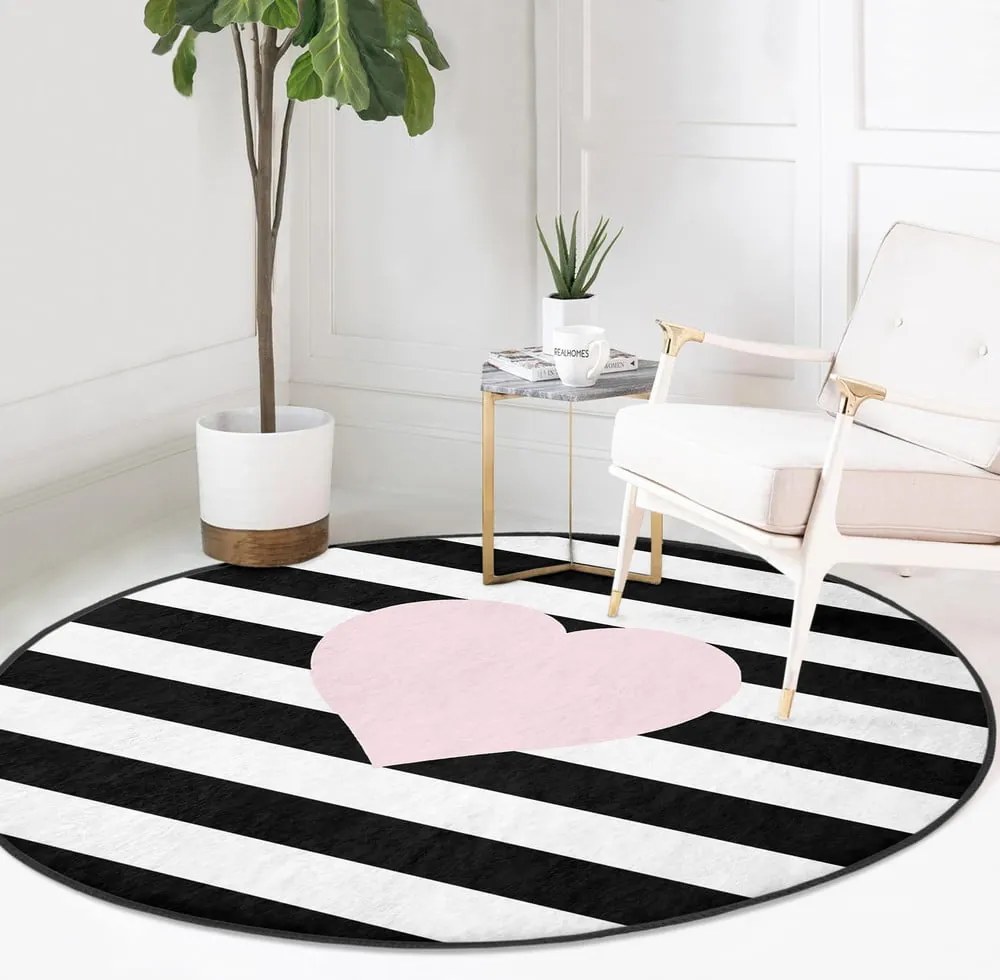 Covor rotund pentru copii negru-alb ø 80 cm Comfort – Mila Home