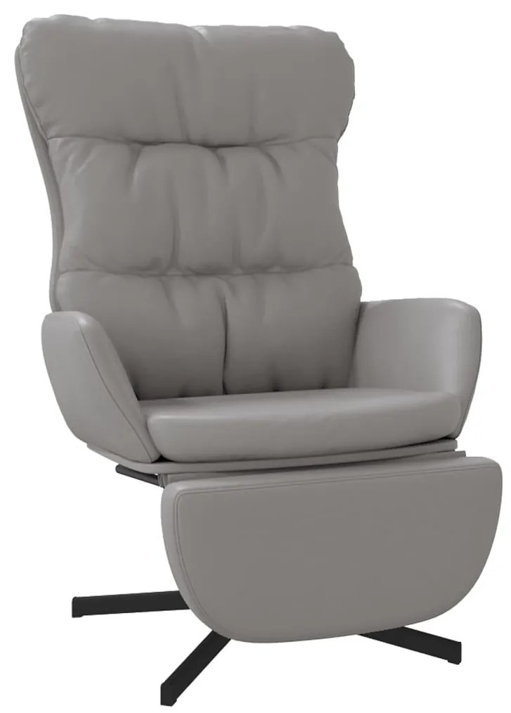 3097615 vidaXL Scaun de relaxare cu taburet, gri antracit, piele ecologică