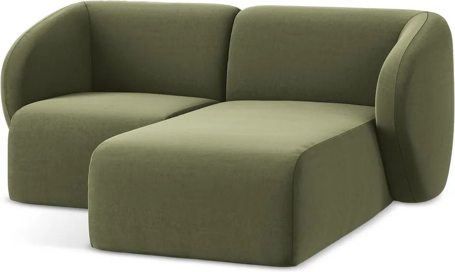 Colțar verde cu tapițerie din catifea (cu colț pe partea dreaptă/cu șezlong) Lani – Makamii