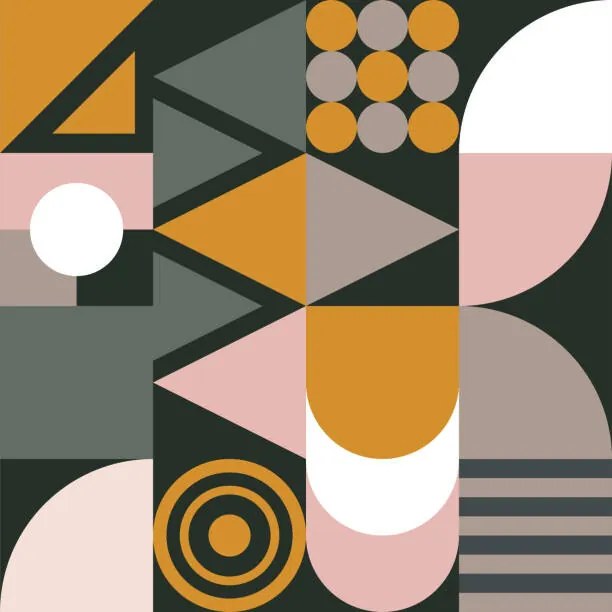 Ilustrație Bauhaus seamless pattern with geometric shapes, tomozina