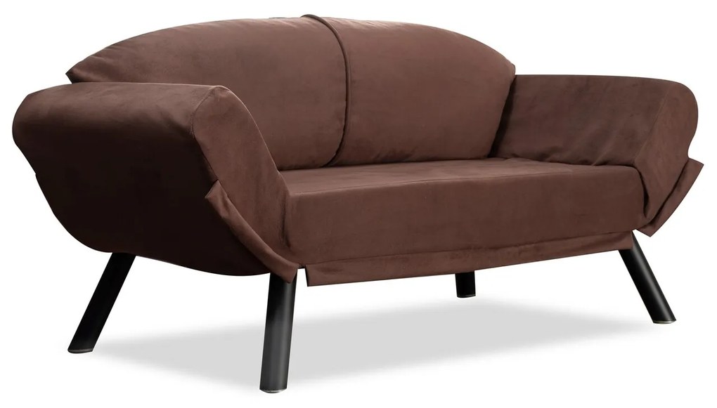 Canapea extensibila Genzo, Futon, 2 locuri, 177x81x87 cm, metal, maro