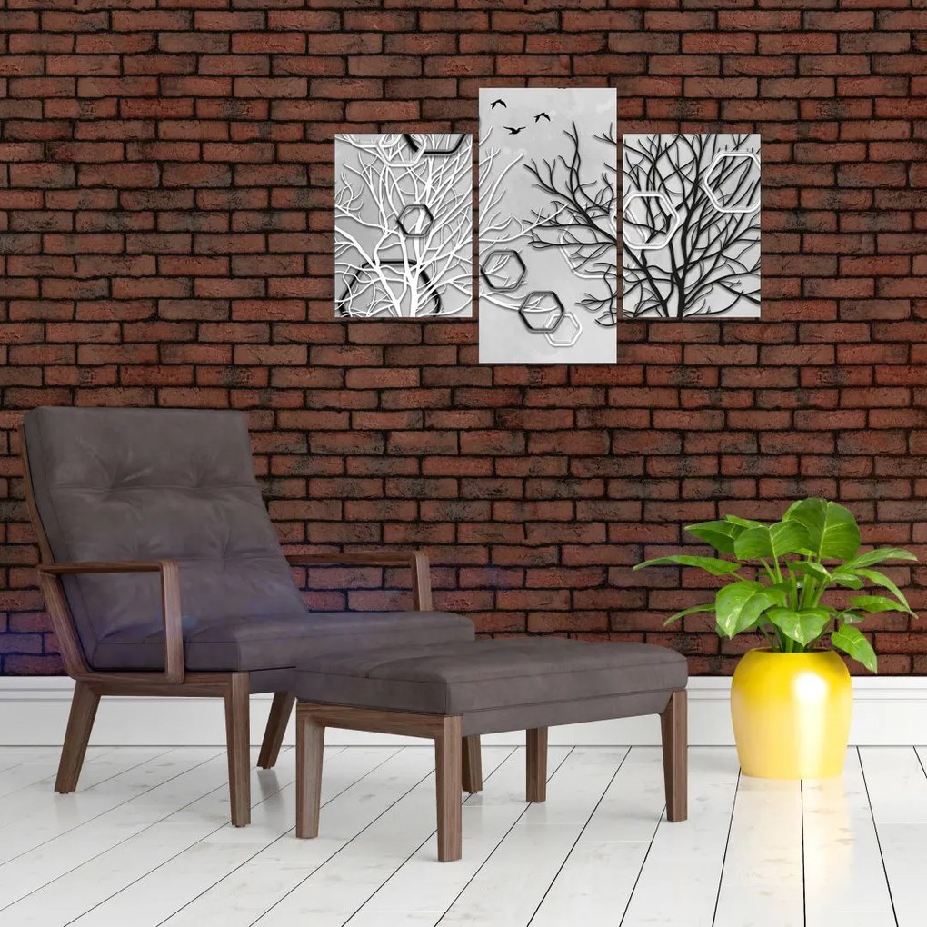 Tablou abstract cu pomi (90x60 cm)