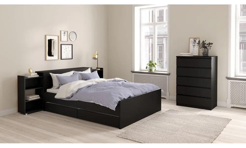 Sertare sub pat negre 2 buc. 90x190/140x190 cm Naia – Tvilum