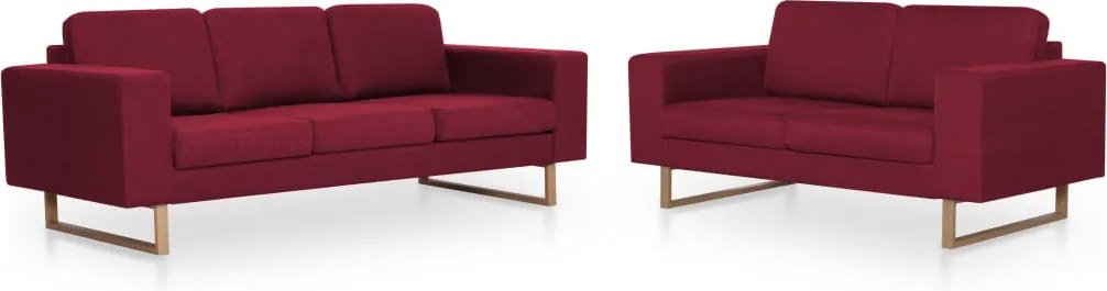 vidaXL Set de canapele, 2 piese, bordo, material textil