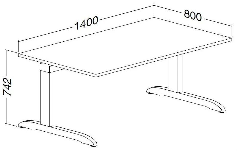Masa ProOffice C 140 x 80 cm, nuc