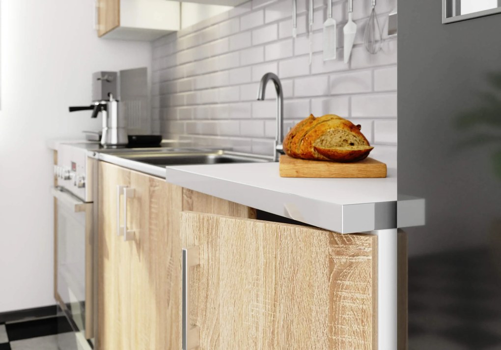 Set mobilier bucătărie 240 cm Lula TYP2 (Alb + Stejar sonoma). 1068637