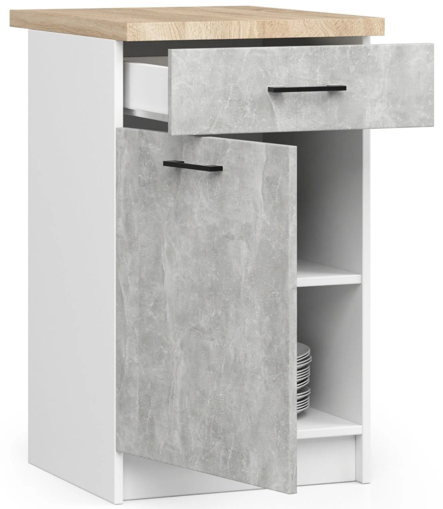 Dulap inferior de bucătărie Ozara S50 SZ2 (alb + beton). 1071094