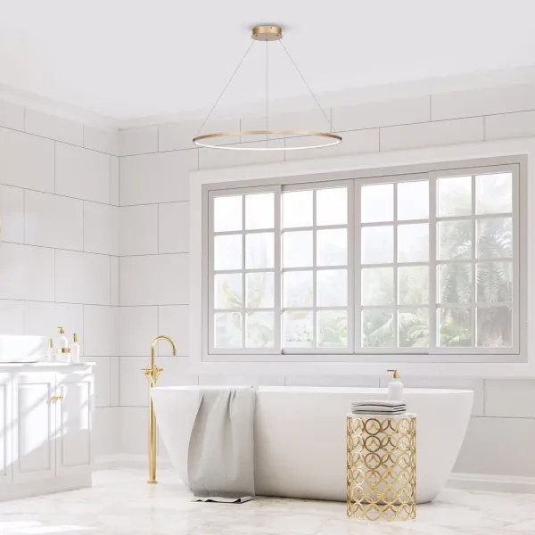 Lustr LED SATURNO 57W 230V, pr. 100 cm, IP44, auriu