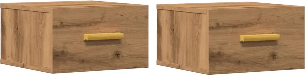 vidaXL Noptiere de perete, 2 buc., stejar artizanal, 35x35x20 cm