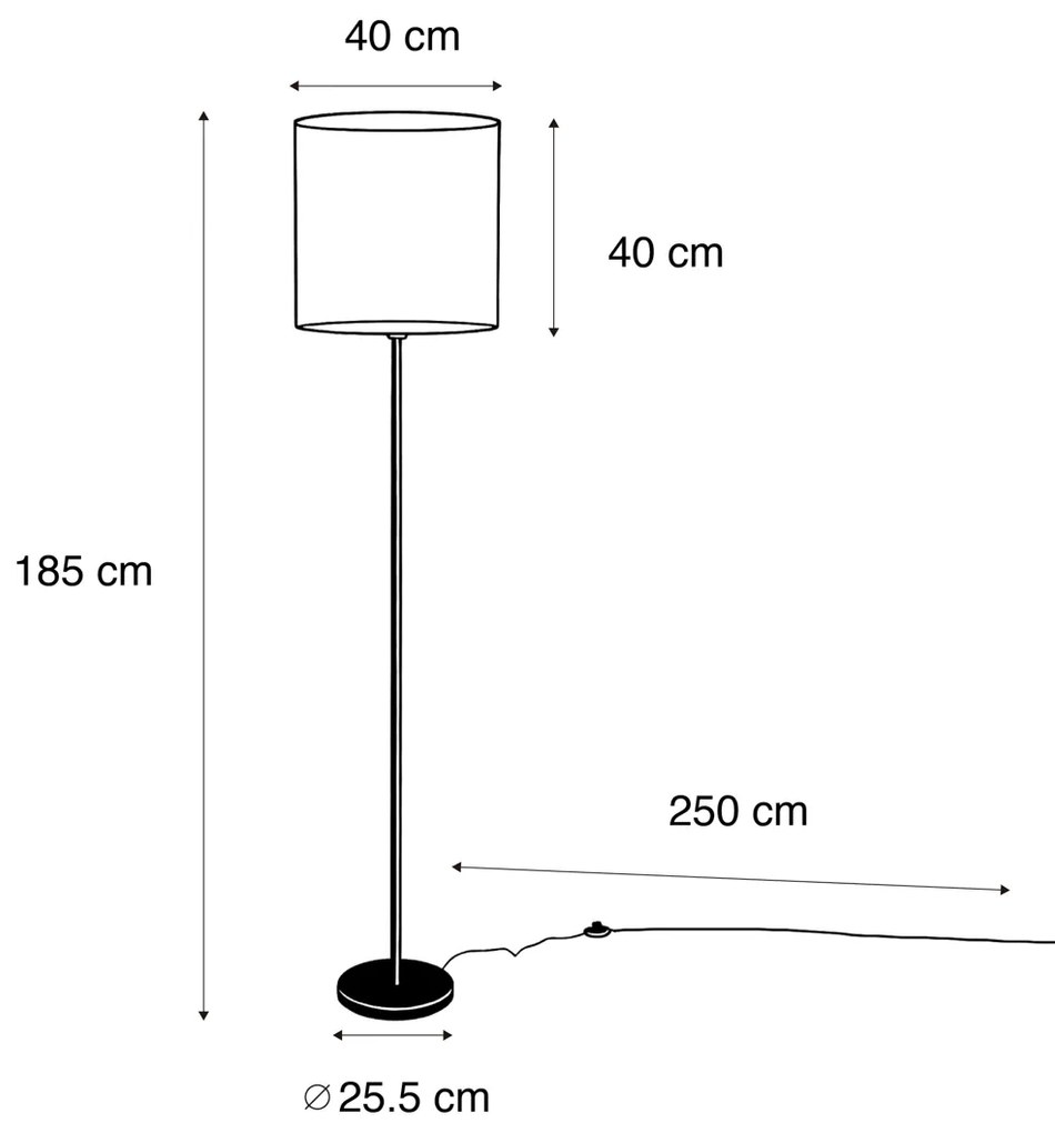 Lampă de podea din alamă cu abajur din catifea verde 40cm - Simplo