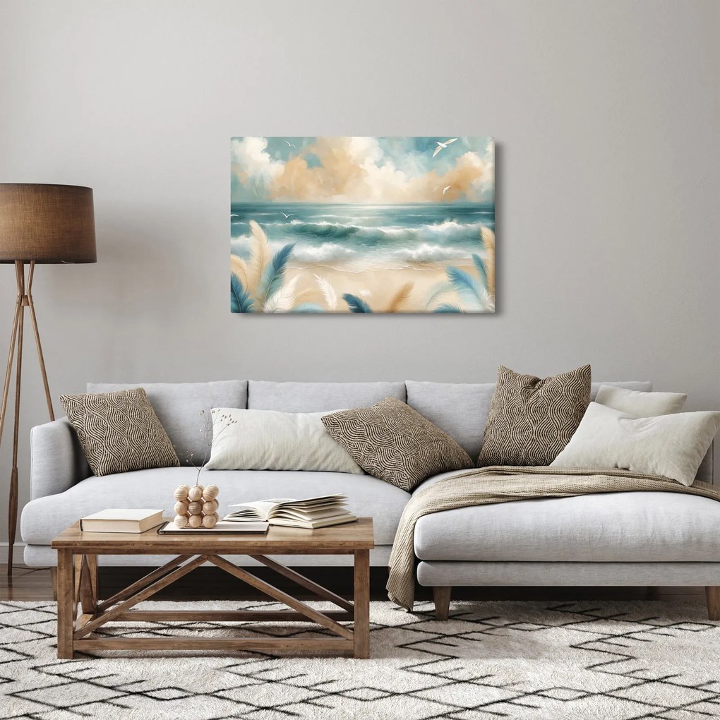 Tablou – Plajă pictată în culori delicate (90x60 cm)