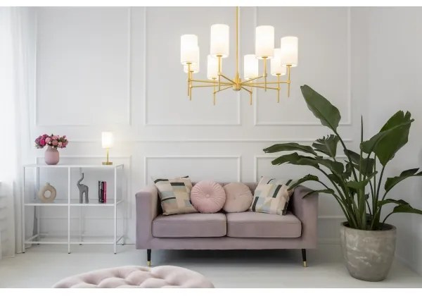 Lustră pe tijă ABRUZZO 8xE14/7W/230V alamă/verde Argon 5055