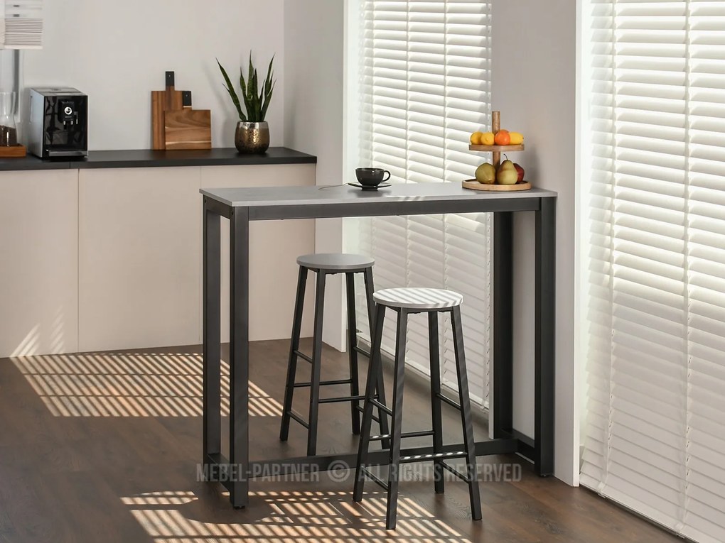 Set masă scaune pentru sufragerie Remma (beton + negru) (pentru 2 persoane). Promo -11%. 1111872