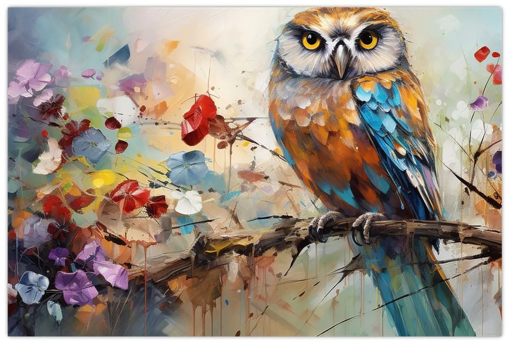 Tablou - Bufniță pictată (90x60 cm)