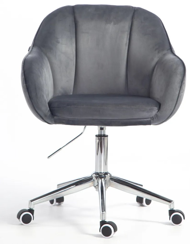 HR2055K Scaun Grafit din Catifea cu Bază Cromata