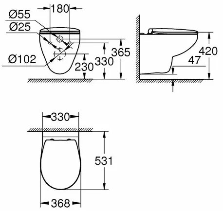 Set vas wc suspendat Bau Ceramic cu capac Bau Ceramic fix