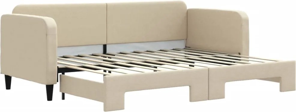 vidaXL Pat de zi cu extensie, crem, 80x200 cm, textil