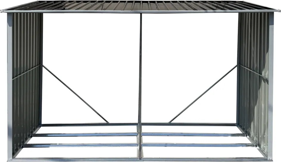 Magazie pentru lemn, antracit/alb, 302x121,5x191 cm, DARYL TIP 3
