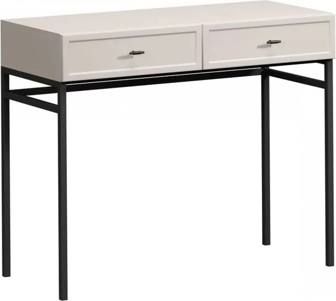 Consolă / măsuță toaletă Lorini 100 cm cu sertare - cașmir / mânere negre T-bar / cadru