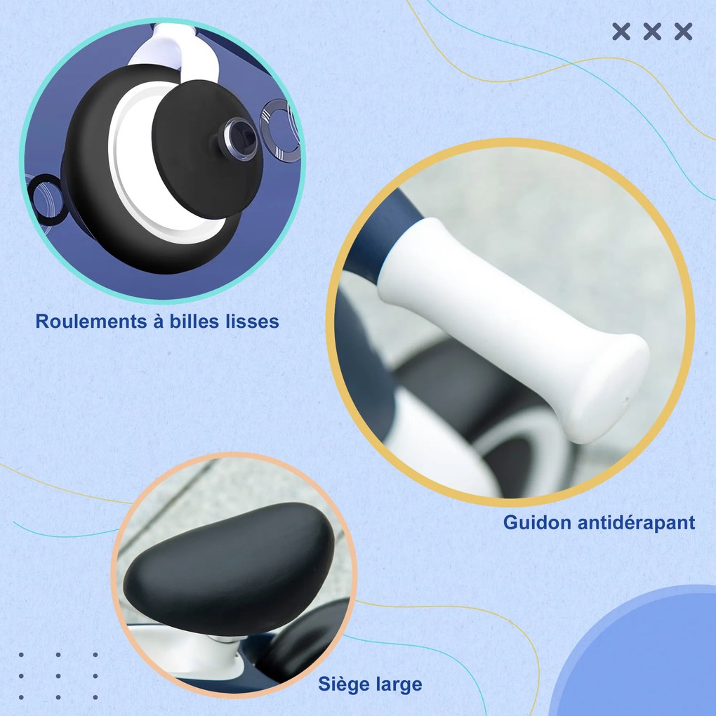 AIYAPLAY Draisienne vélo pentru copil draisienne bebeluși șezut reglabil 2 roți fără pedale pentru bebeluși 18-36 luni până la 25 kg albastru | Aosom Romania