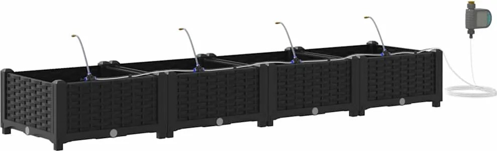 vidaXL Vază pentru Grădină 4 pcs Negru Oțel