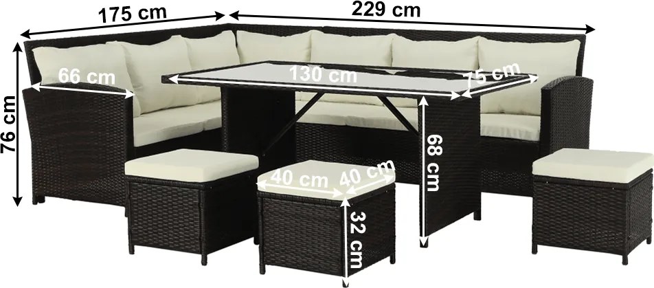 Set grădină, maro/crem, STARK NEW