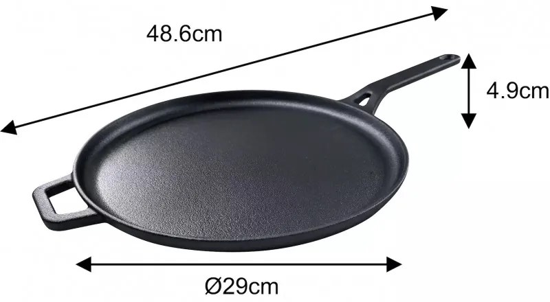 Tigaie pentru clatite din fonta Kinghoff KH 1895, 29 cm, Suprafata neaderenta, Inductie, Negru
