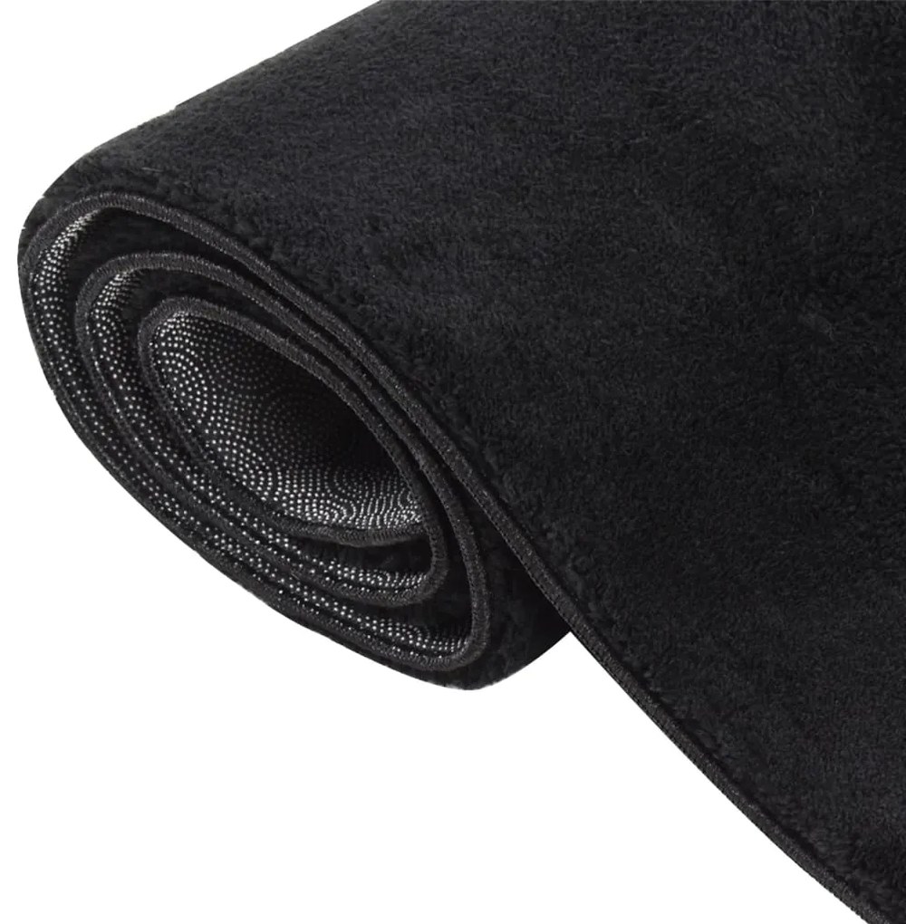 Covor lavabil moale Shaggy 80x150 cm, anti-alunecare, negru Negru, 80 x 150 cm