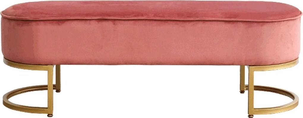 Bancheta MIRILA NEW, stofa catifelata roz, 100x40x43 cm