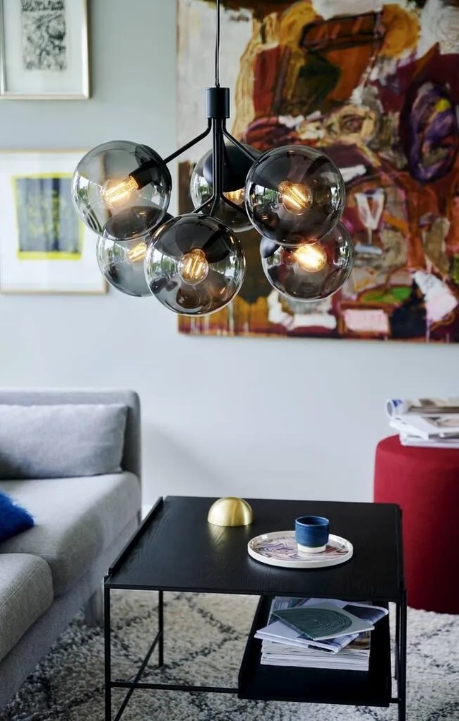 Lustra stil modern, extravagant Ivona negru/ sticla fumurie